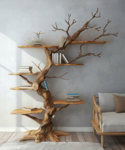 Live Edge Tree Branch Floating Bookshelf for Nursery Walls