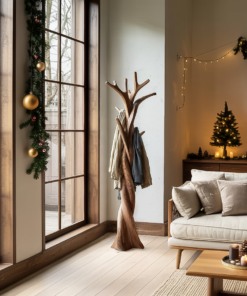 Twisted Tree Branch Solid Wood Coat Rack for Entryway