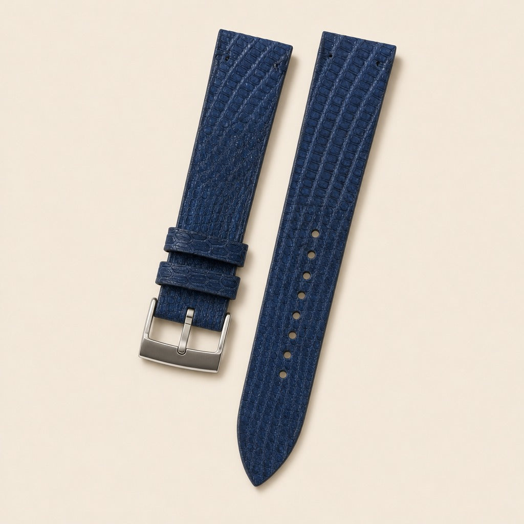 Lizard Leather Watch Strap in Navy · Handmade in Saigon