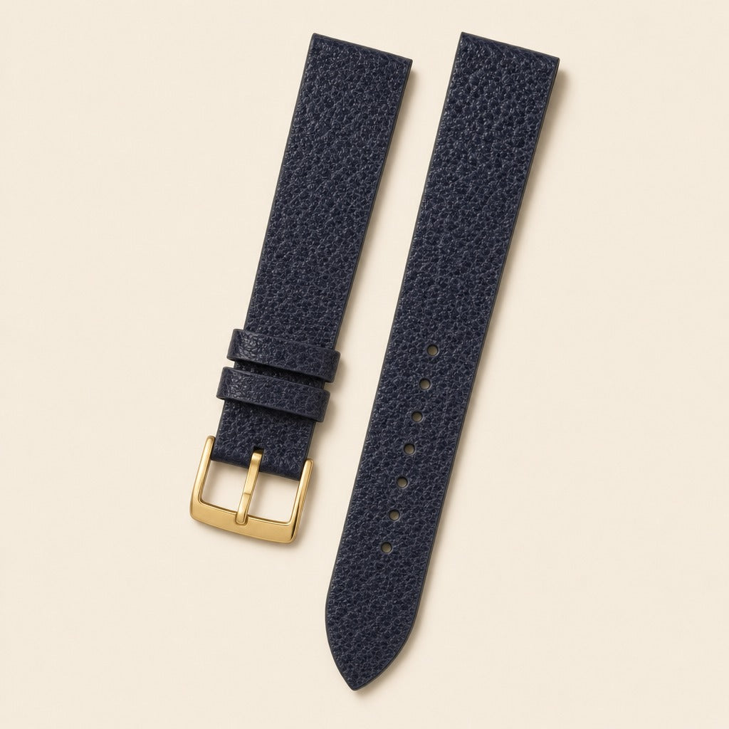 Peccary Leather Watch Strap in Navy · Handmade in Saigon