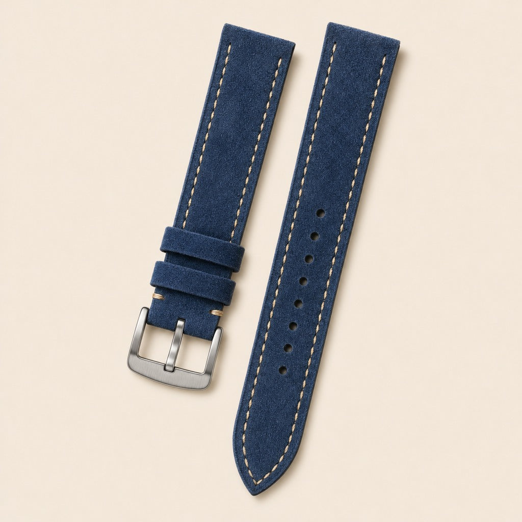 Suede Leather Watch Strap in Navy · Handmade in Saigon