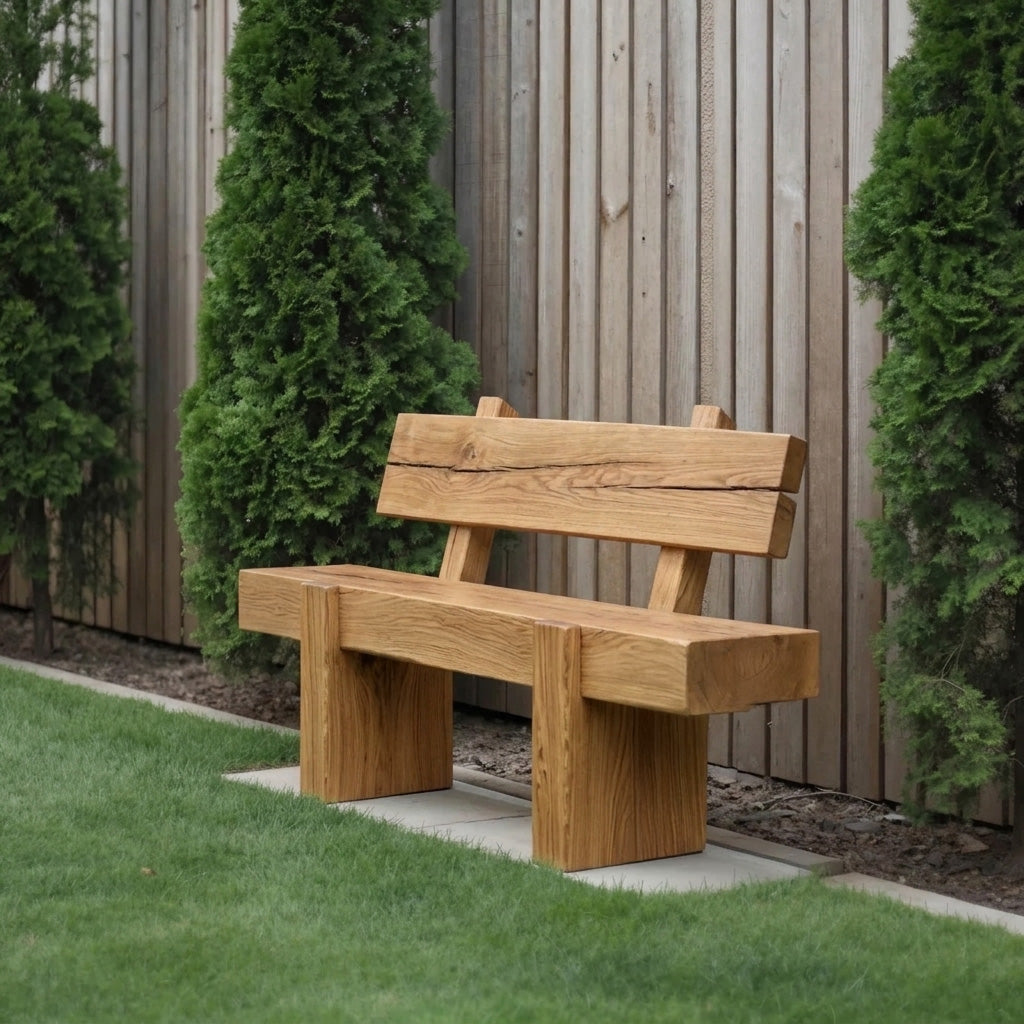 Charred Solid Wood Outdoor Bench with Reclined Backrest - Image 5