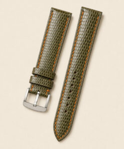 Lizard Leather Watch Strap in Olive & Blue · Handmade in Saigon