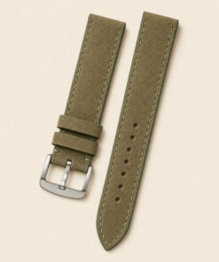 Suede Leather Watch Strap in Olive Green · Handmade in Saigon