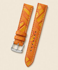 Ostrich Leg Leather Watch Strap in Orange · Handmade in Saigon