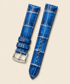Alligator Leather Watch Strap in Patina Blue & Light Blue · Hand-Dyed · Handmade in Saigon
