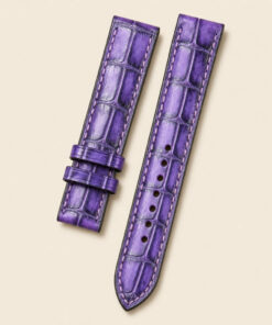 Alligator Leather Watch Strap in Patina Purple · Hand-Dyed · Butterfly Clasp · Handmade in Saigon