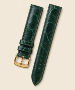 Ostrich Leg Leather Watch Strap in Polished Green · Handmade in Saigon