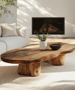 Vintage Style Natural Wood Coffee Table for Cozy Living Rooms