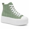Single women's sage green high-top platform canvas sneaker on a white background
