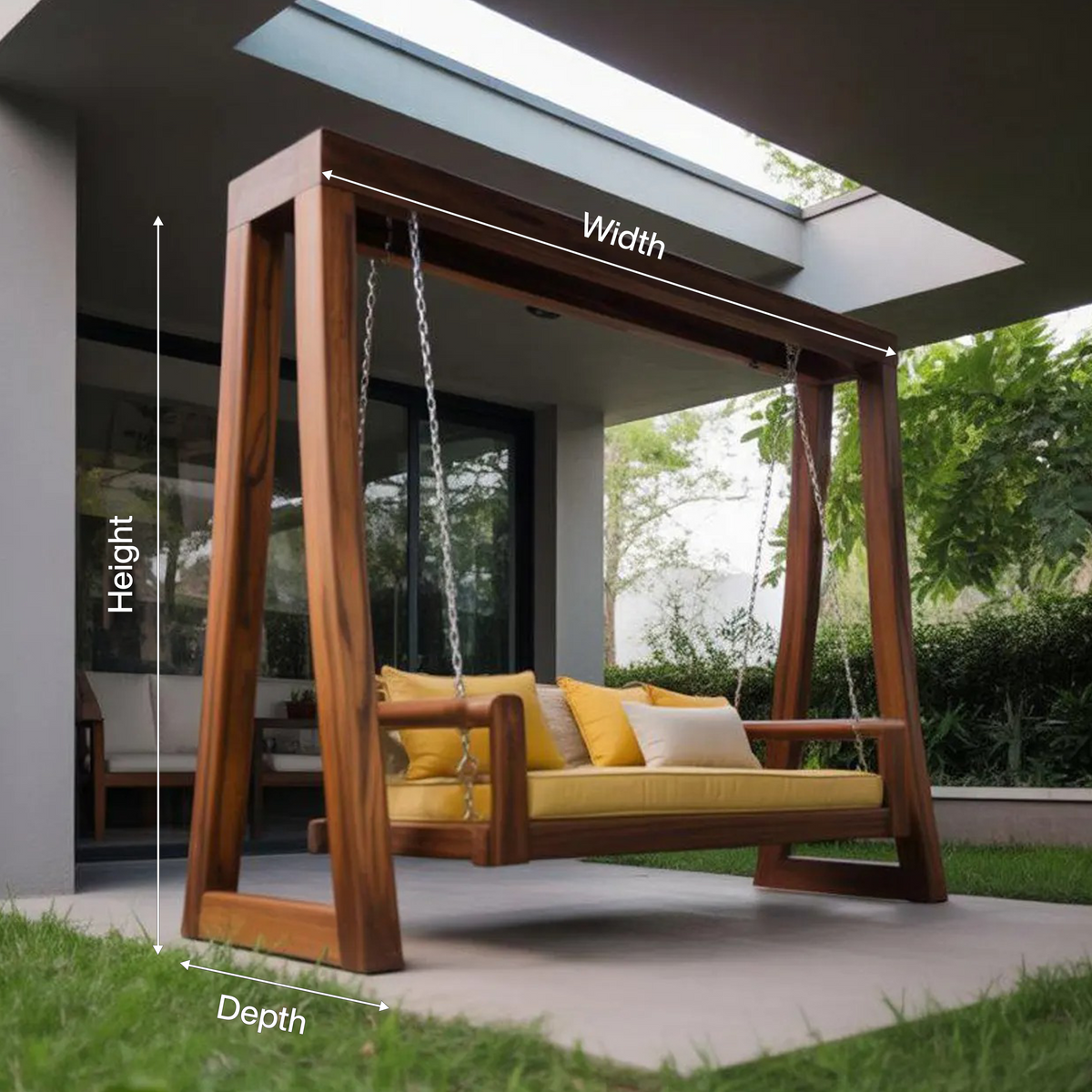Contemporary Solid Wood A-Frame Outdoor Swing Bench for Patio - Image 8