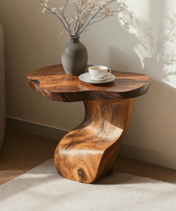 Modern Solid Wood End Table with Wax and Oil Finish