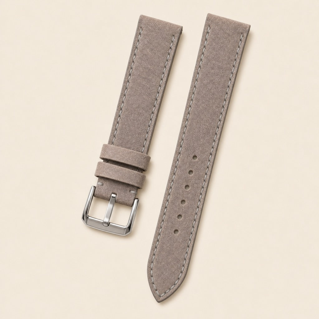 Nubuck Leather Watch Strap in Taupe · Handmade in Saigon