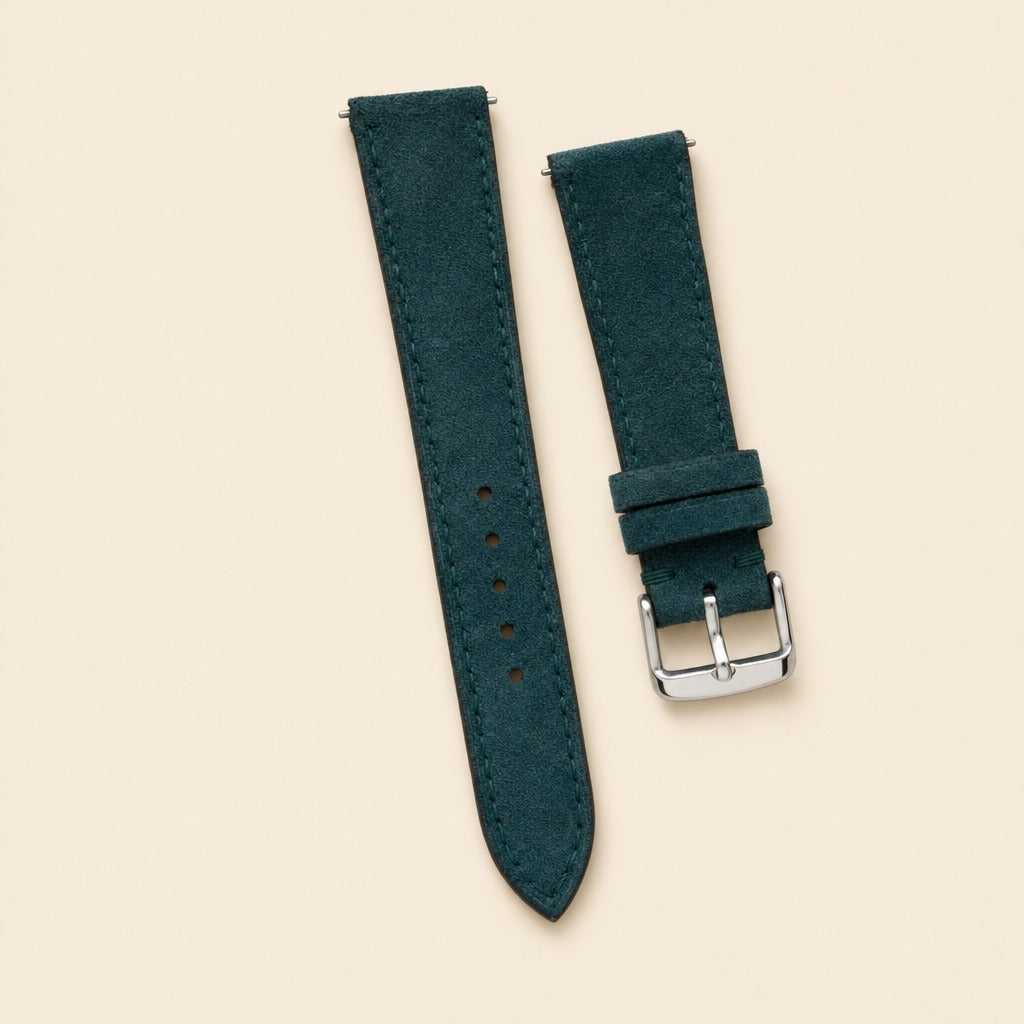 Suede Leather Watch Strap in Teal · Handmade in Saigon