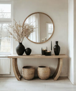 Handcrafted Natural Wood Entryway Console Table, Clean Lines