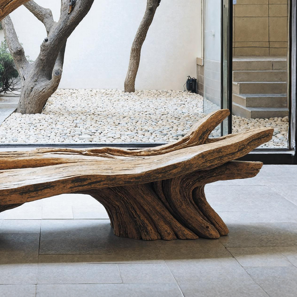 Hand-Sculpted Live Edge Branch Bench for Patio or Entryway - Image 4