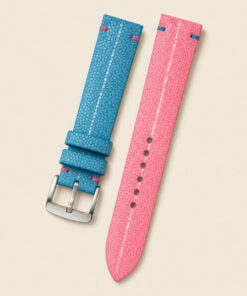 Stingray Leather Watch Strap in Turquoise & Pink · Handmade in Saigon