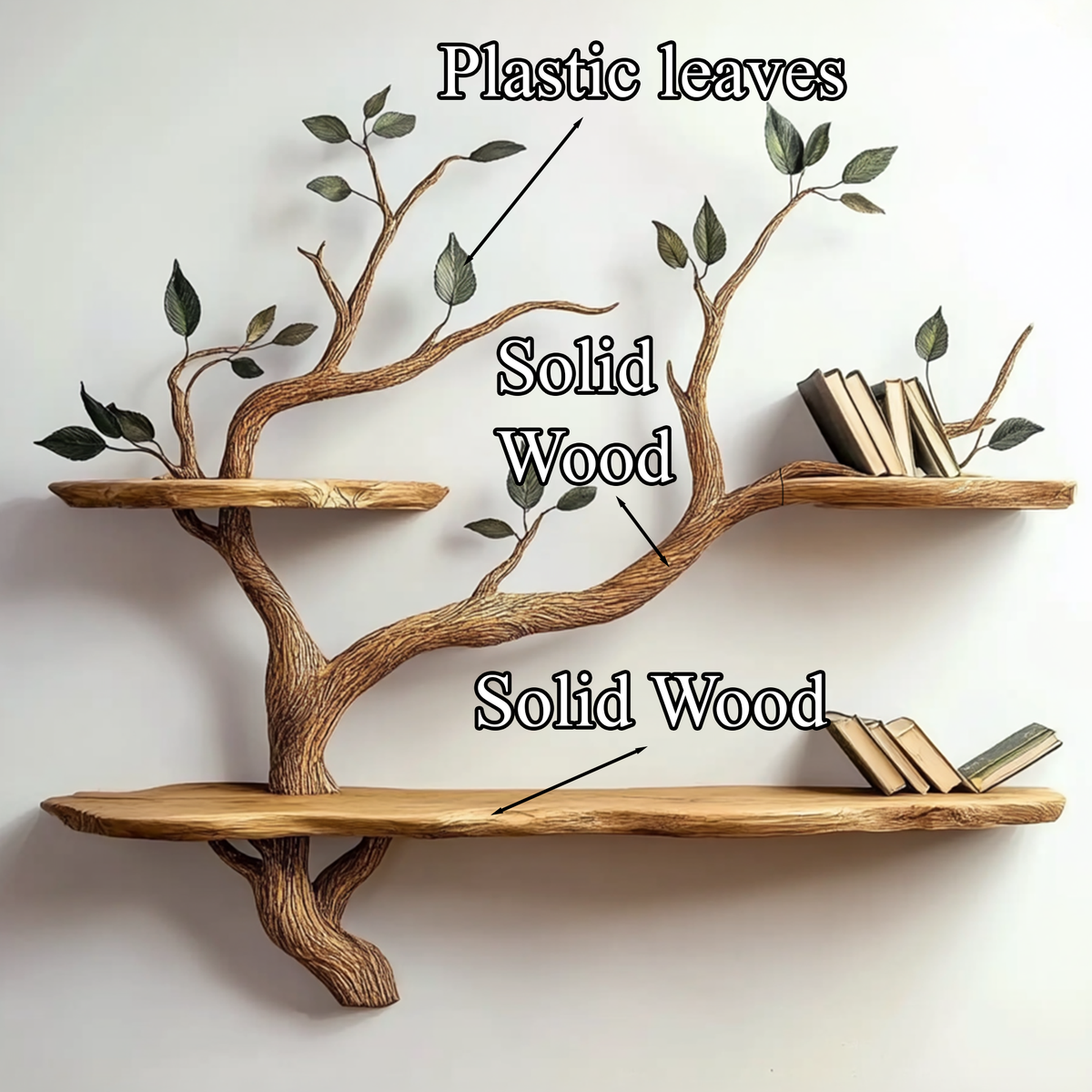 Compact Wood Tree Branch Floating Bookcase for Small Walls - Image 6