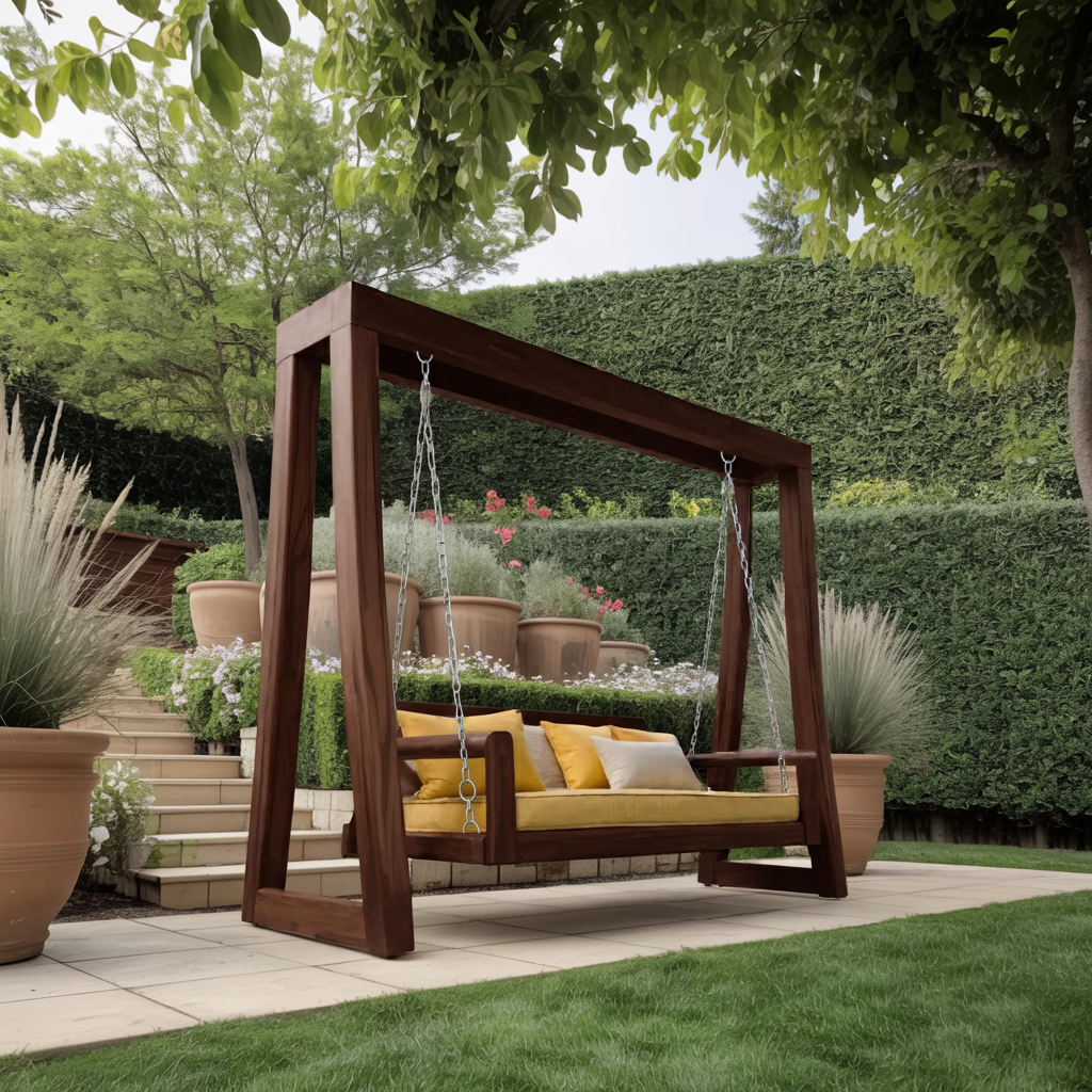 Contemporary Solid Wood A-Frame Outdoor Swing Bench for Patio - Image 7