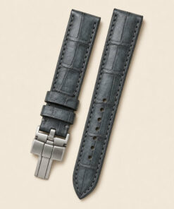 Alligator Leather Watch Strap in Waxy Black · Butterfly Clasp · Handmade in Saigon