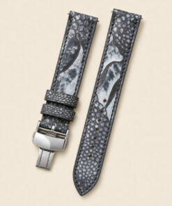 Ostrich Leg Leather Watch Strap in Waxy Black · Handmade in Saigon
