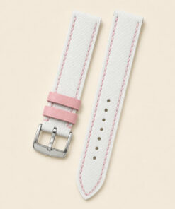 Epsom Leather Watch Strap in White Pink · Handmade in Saigon