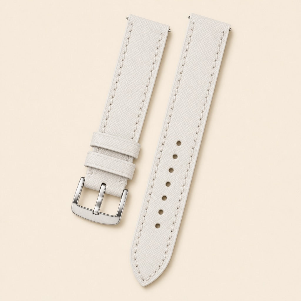 Saffiano Leather Watch Strap in White · Handmade in Saigon