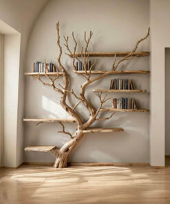 Tree Branch Wall-Mounted Floating Bookshelf in Solid Wood