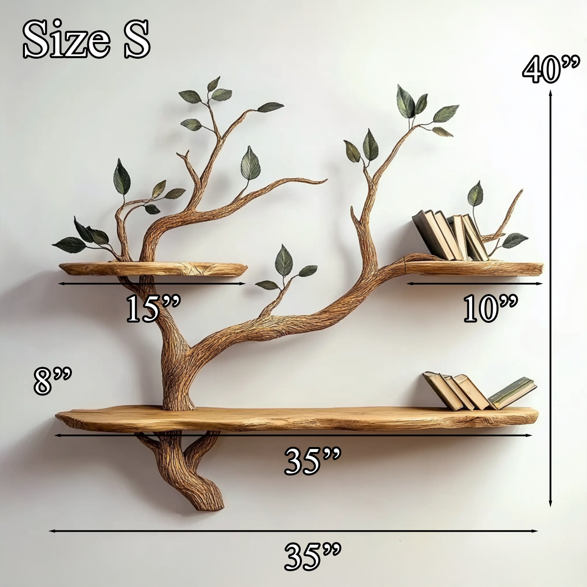 Compact Wood Tree Branch Floating Bookcase for Small Walls - Image 7