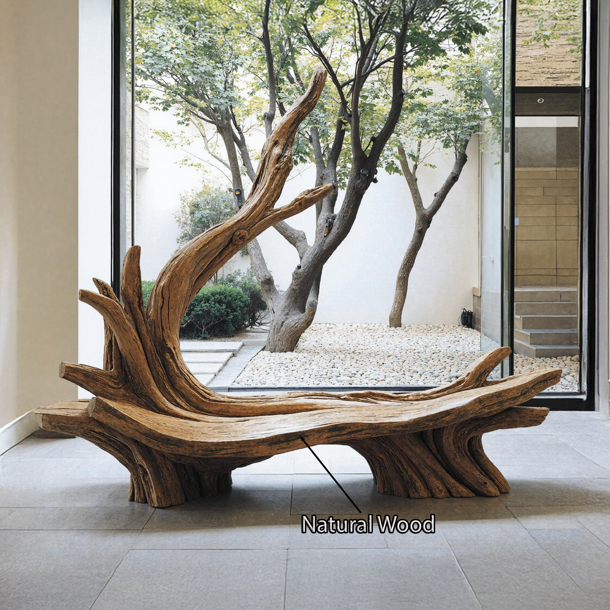 Hand-Sculpted Live Edge Branch Bench for Patio or Entryway - Image 5