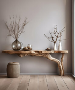Rustic Live Edge Solid Wood Side Console for Modern Spaces